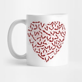 Bats flying in a heart formation Mug